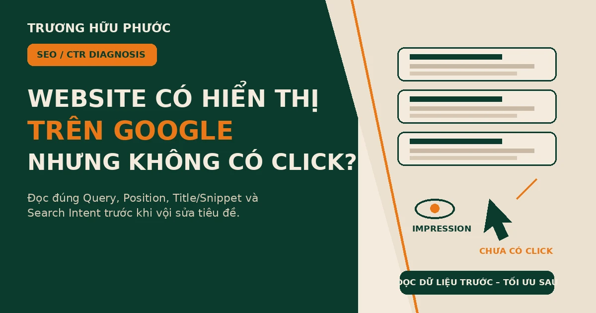website có hiển thị Google nhưng không có click 1